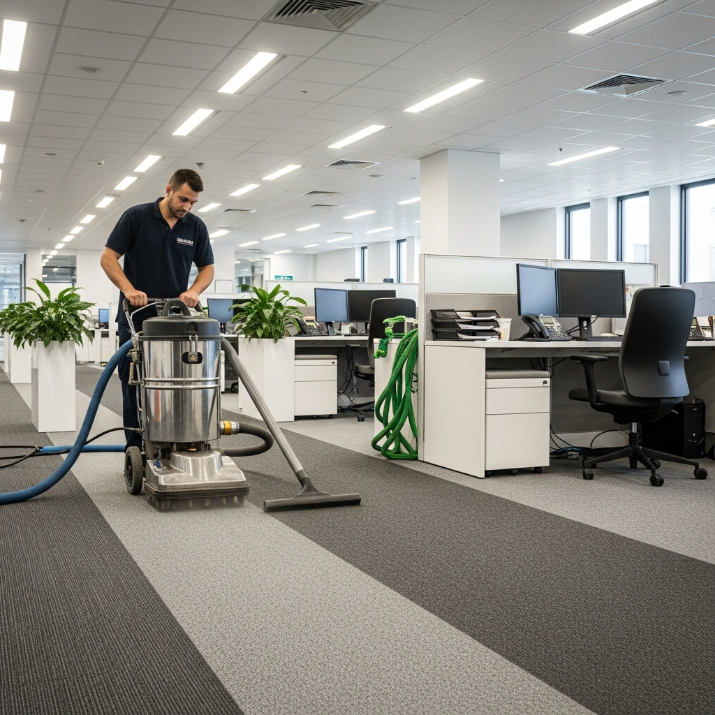 Corporate carpet cleaning with industrial equipment
